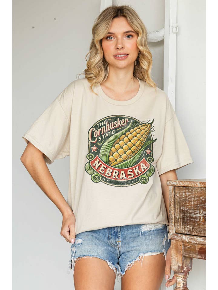 THE CORNHUSKER STATE NEBRASKA Oversized Graphic Tee and other Purchase Wholesale huskers. Free Returns & Net 60 Terms on Faire trending on Faire.