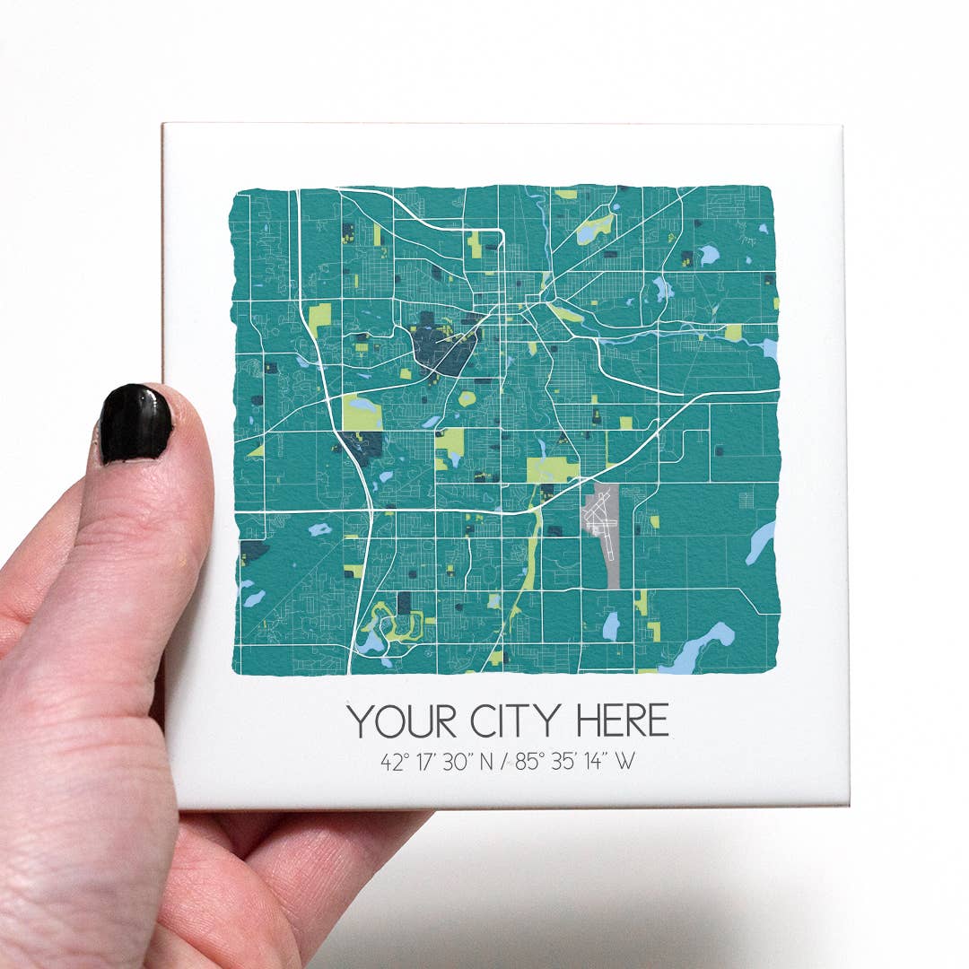 Sparks House Co. - Wholesale Coasters - Watercolor City Map Coasters - Your City - Custom Order2