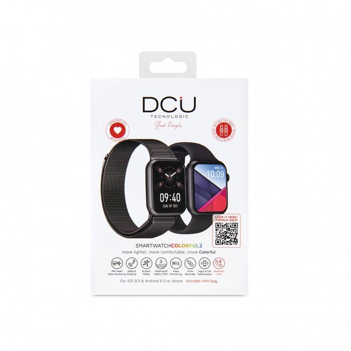 DCU TECNOLOGIC – Großhandel Armbanduhr – Herren – SMARTWATCH COLORFUL 2 Schwarz mit Metallarmband2
