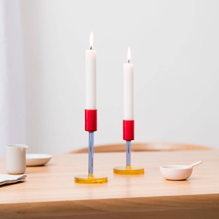 Block Design - Wholesale Candle Holder - Glass Candlestick - Tall