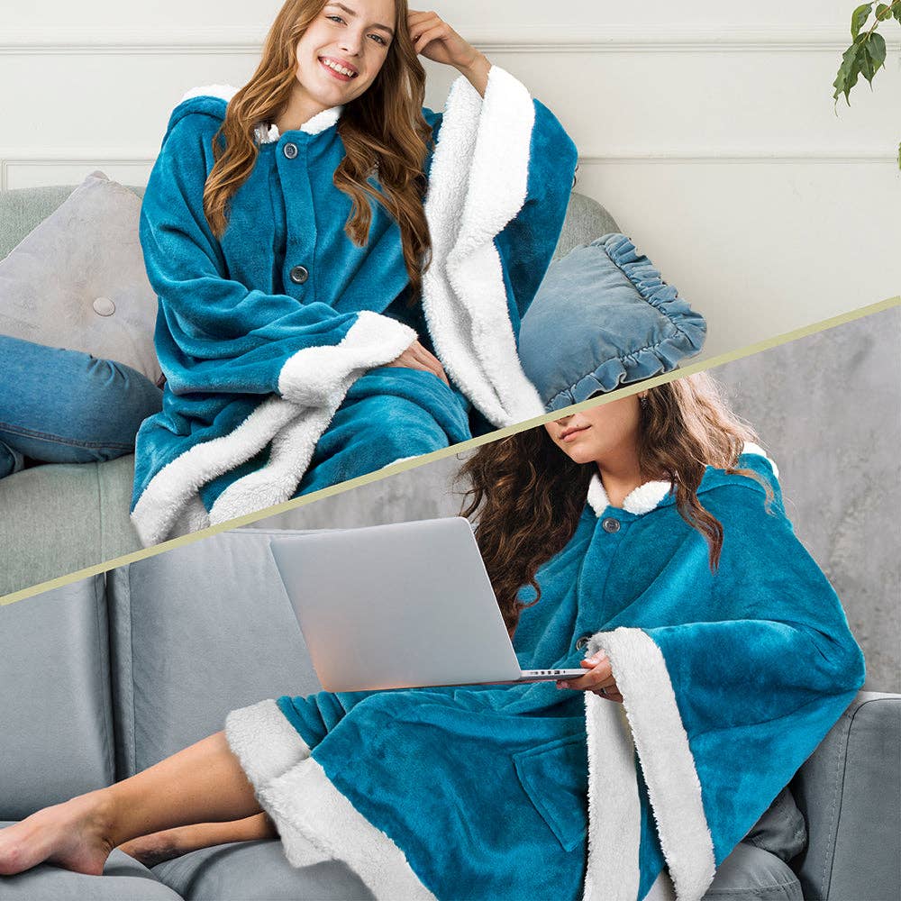 Pavilia – wholesale Poncho – Women's – Angel Wrap Hoodie Sherpa Poncho Blanket135