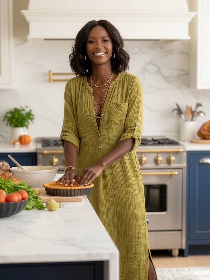 Caftano Tracey - Mussola di Cotone Seagrass per la vendita all'ingrosso da parte di Everyday Ritual