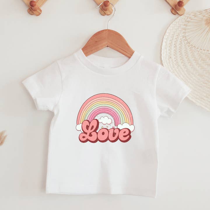 Chemise rose rétro arc-en-ciel pour tout-petit pour la vente par Petite Star Rising