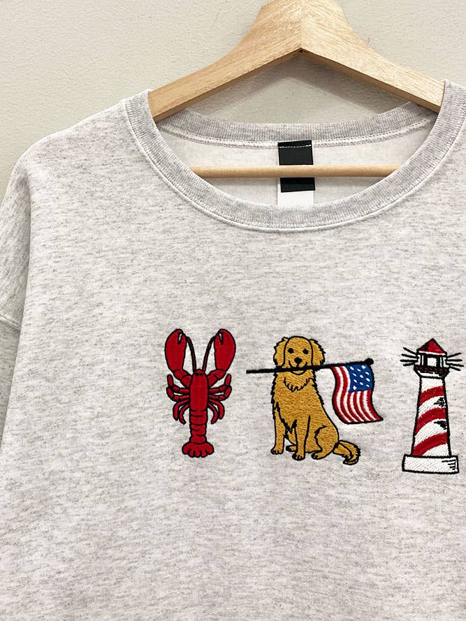 Felpa Ricamata con Retriever Patriottico per la vendita all'ingrosso da parte di Sweet Claire