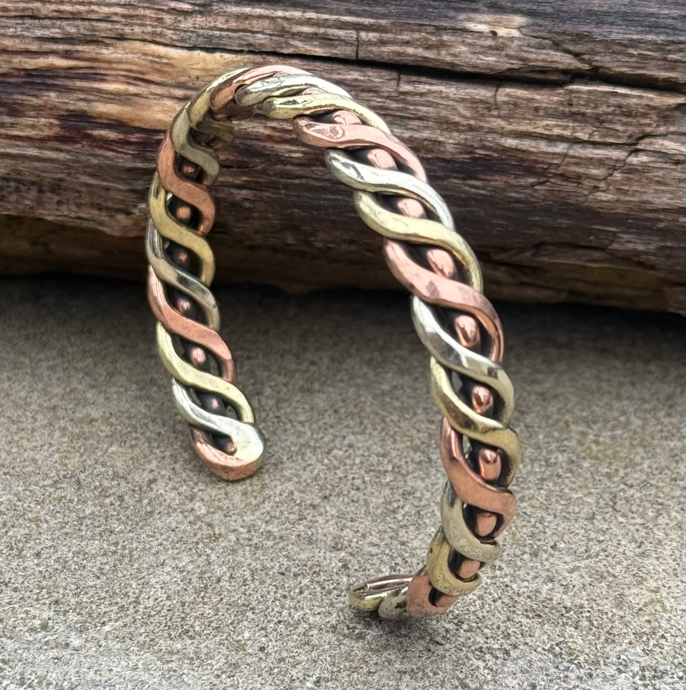 Lungta Imports - Wholesale Cuff Bracelet - Tibetan Style Solid Copper Twisted Open Back Heavy Bracelet 0