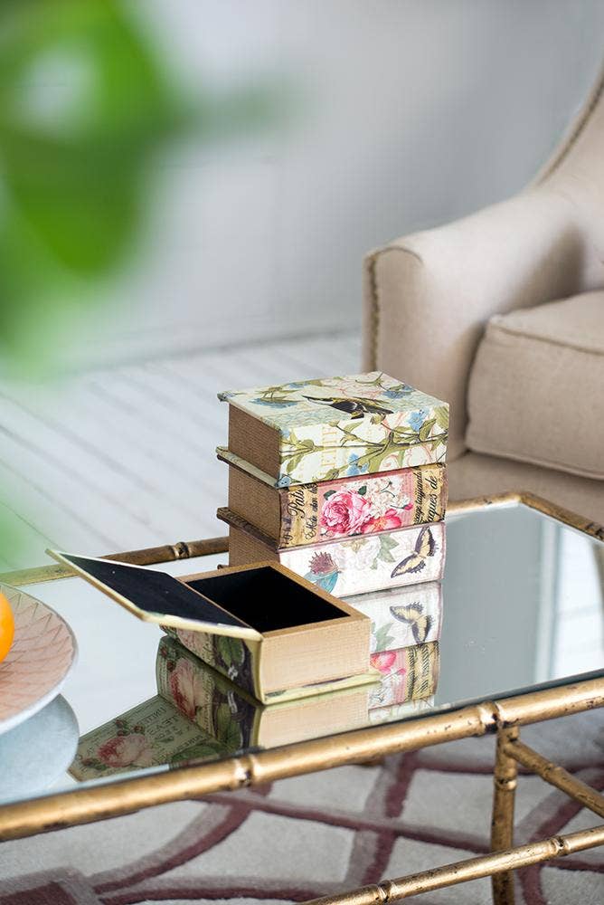 A&B Home Group Inc. - Wholesale Decorative Box - S/4 5.5x3.9x1.8" Nature Lover's Book Boxes, Flowers3