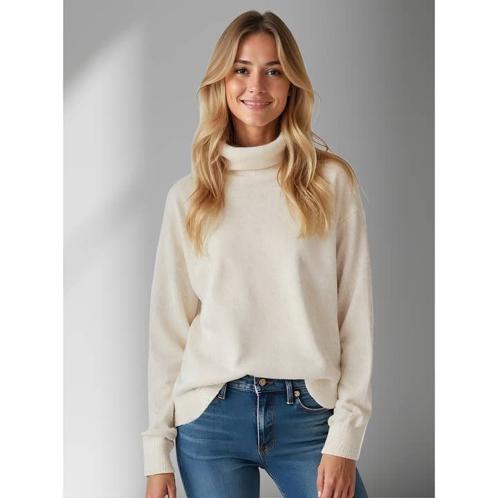Colisco Turtleneck Cashmere Sweater for Women, White for wholesale by Colisco Wholesale