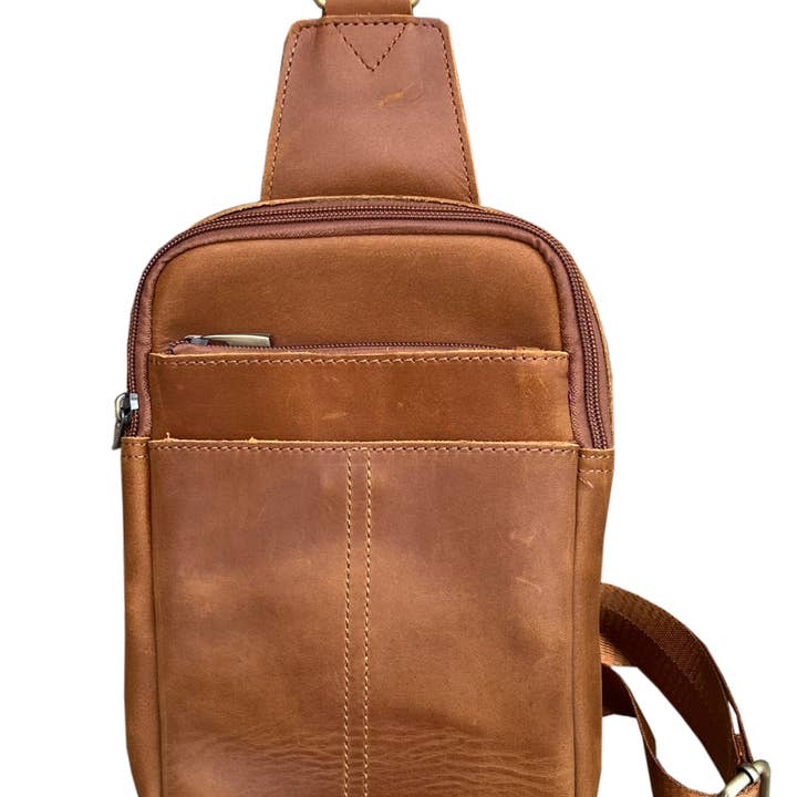 Roma Leathers, Inc. - Wholesale Crossbody Bag - Unisex - W015 Unisex crazy horse Leather Crossbody Bag Travel Bag