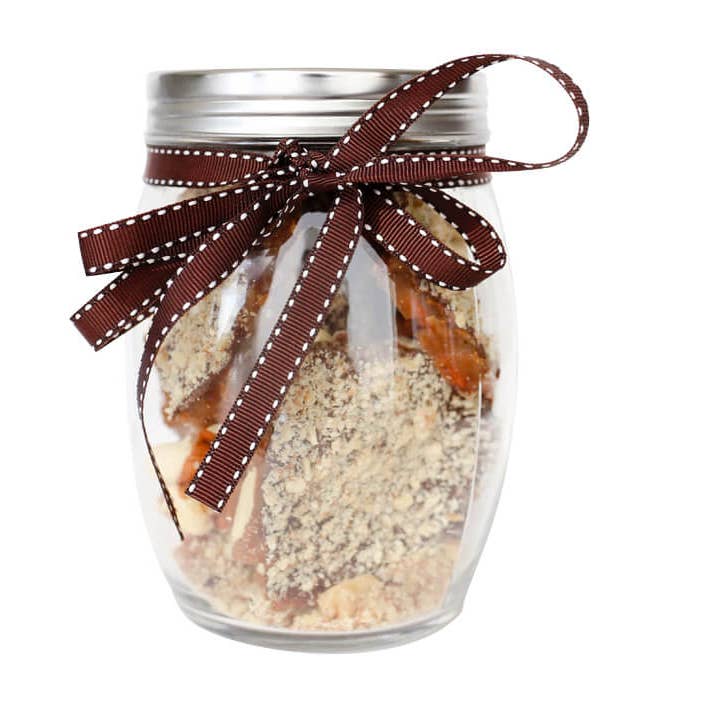 1 LB glazen pot Engelse toffee voor wholesale door HAUTE TOFFEE