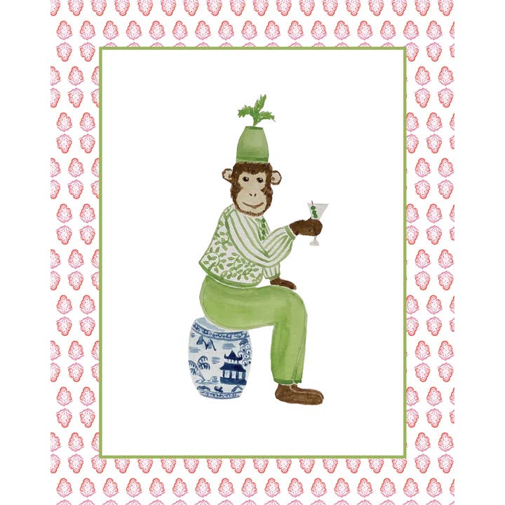 Circus Monkey Art Print for wholesale by Cedar Street Stationery