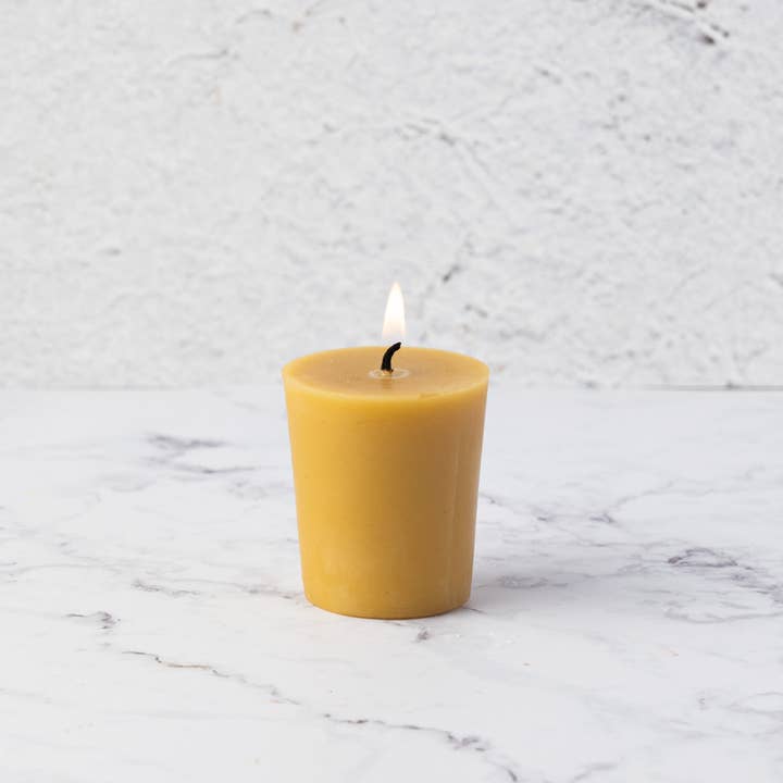 Pine Barrens Post - Wholesale Votive Candle - Pure Beeswax Flat Votive1