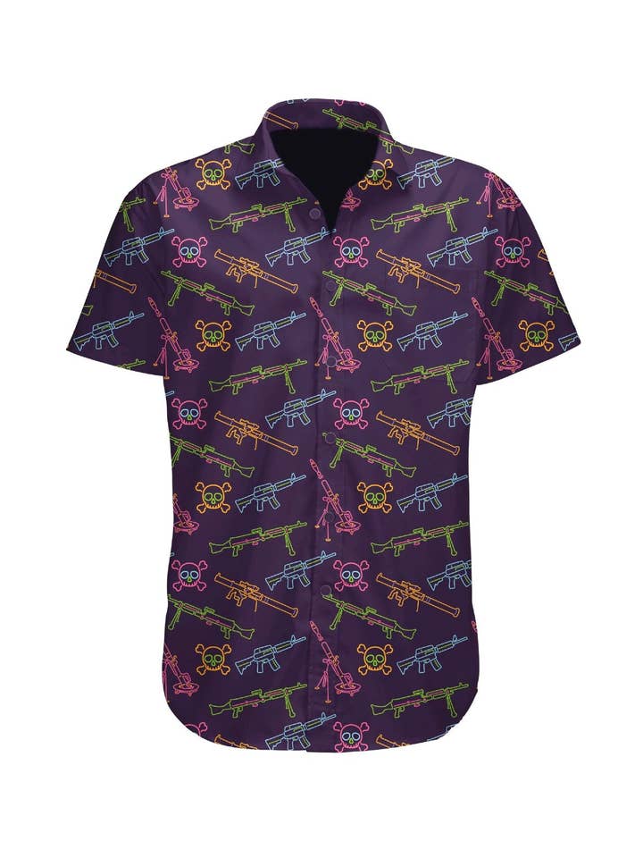 Neon Lights & Gun Fights Button-up for wholesale by SAVAGE TACTICIANS