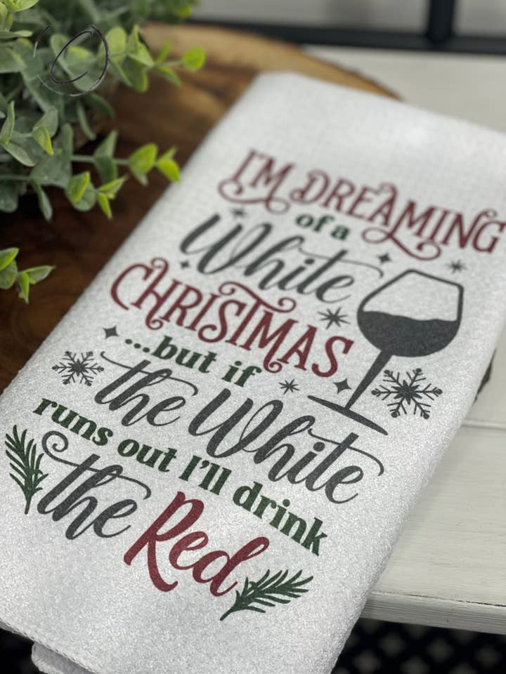 Dreaming Of A White Christmas Waffle Weave Tea Towel for wholesale by CMD Wholesale