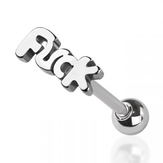 F WORD 316L SURGICAL STEEL TONGUE BARBELL for wholesale by CRAVE BODY JEWELRY