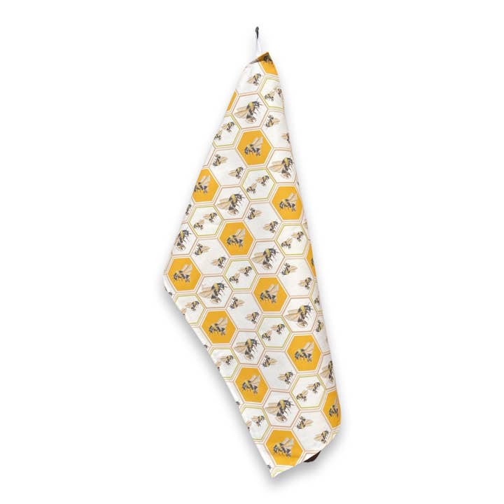 Torchon - Abeille sur Lin Coton pour la vente par Goose and Willow