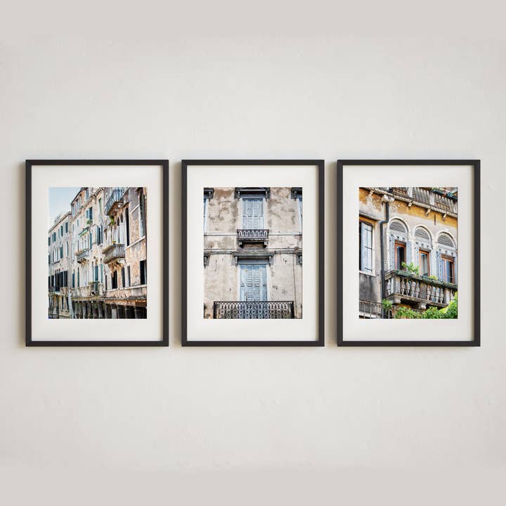 Pastel Venice Italy Windows | Art Prints Set of 3 for wholesale by Lisa Russo Fine Art