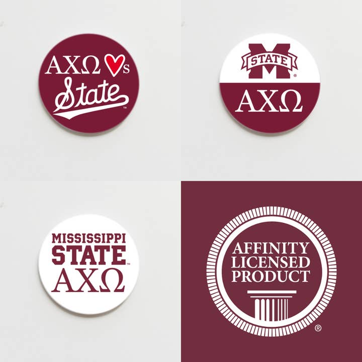 Mississippi State Alpha Chi Omega Game Day Button for wholesale by Good Vibez Collegiate