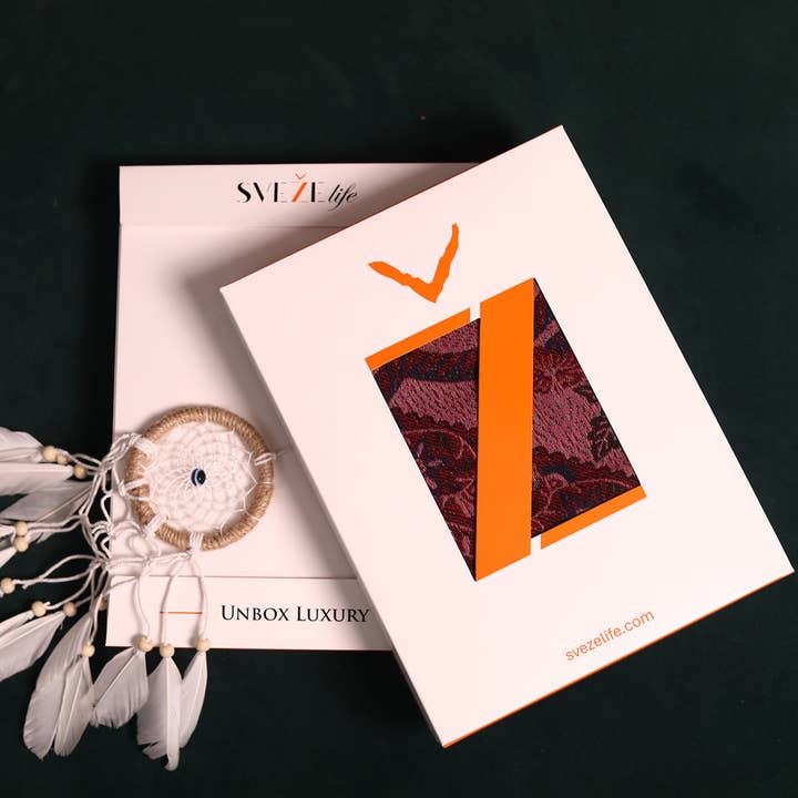 SVEZElife - Wholesale Scarf - Women's - Dual Tone Paisley Jacquard Cotton Viscose Scarf - Magenta Brown | SVEŽElife4