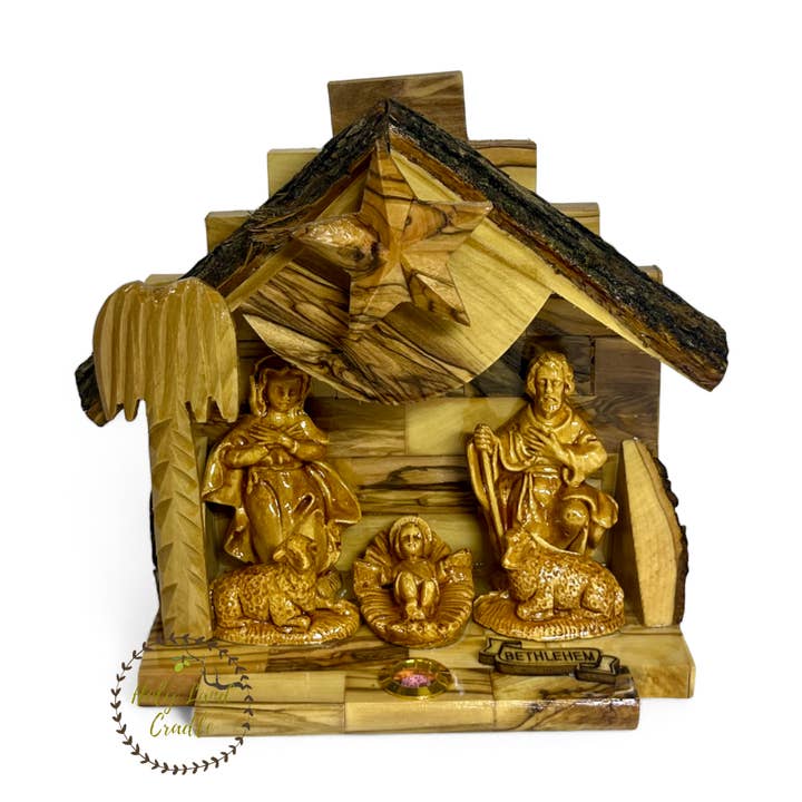 Olive Wood Musical Nativity Scene for wholesale by Holy Land Cradle