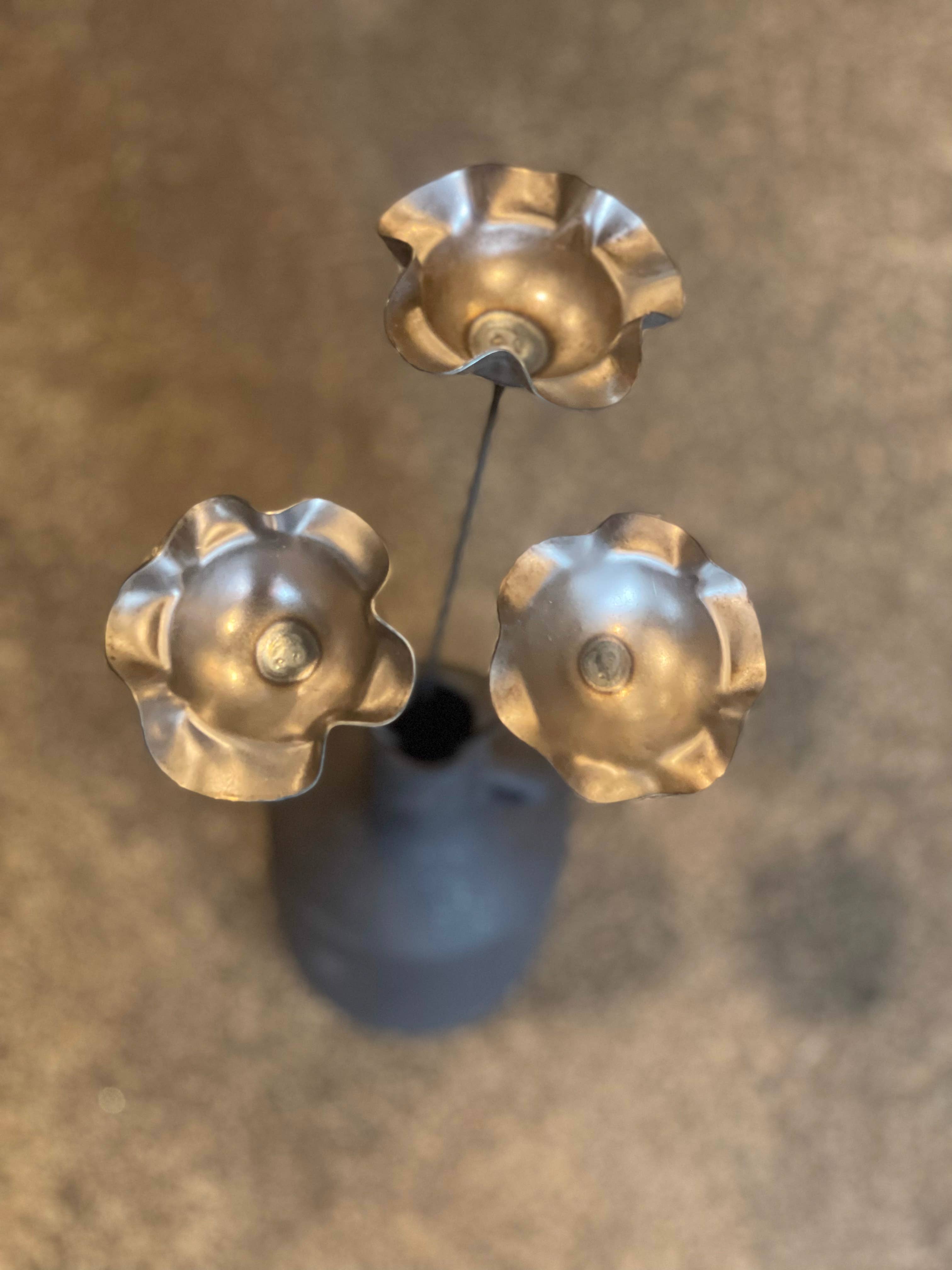 608 The Factory - Wholesale Garden/Lawn Stake - Metal Ribbon Pollinator Cup Flower Set of 24 Flowers 12