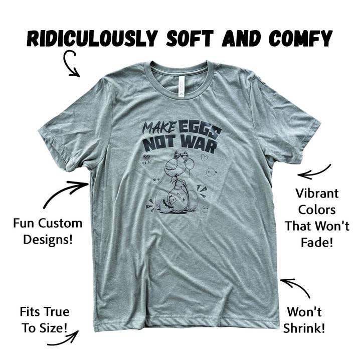 The Chicken Bawks - Wholesale Screen Printed T-Shirt - Unisex - Make Eggs Not War1