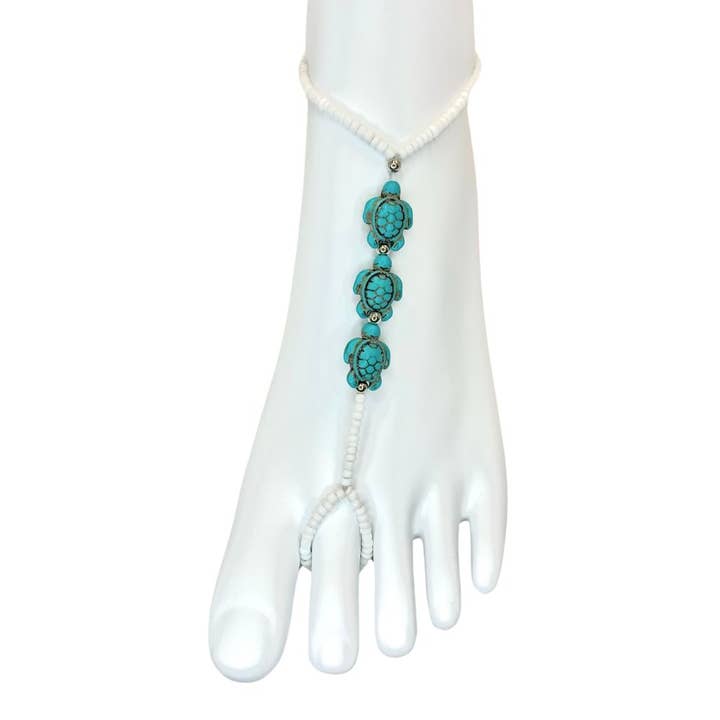 Tobillera tipo sandalia Barefoot: Blue Turtles para venta al por mayor de Gypsea Beach Club