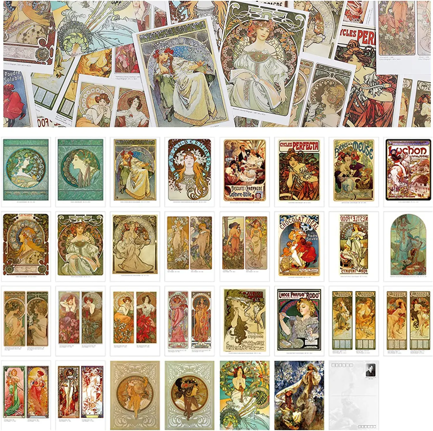 Magnifique Hearts - Vendita all'ingrosso Cartoline - Cartoline Alphonse Maria Mucha, stampe artistiche, 3,9X5,5 in1
