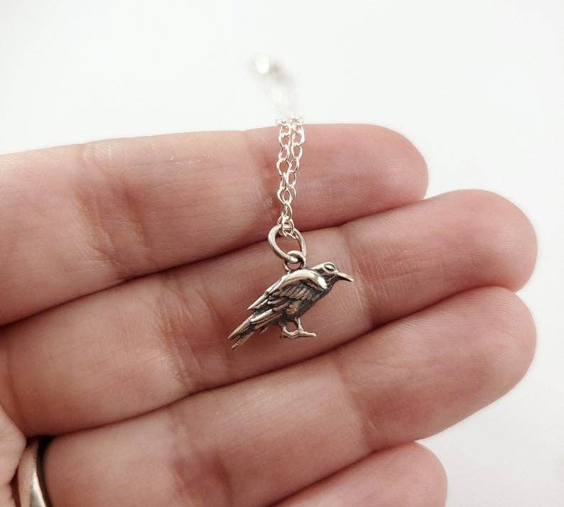 CY Design Studio - Wholesale Pendant/Charm Necklace - Tiny Raven Charm Sterling Silver Necklace2