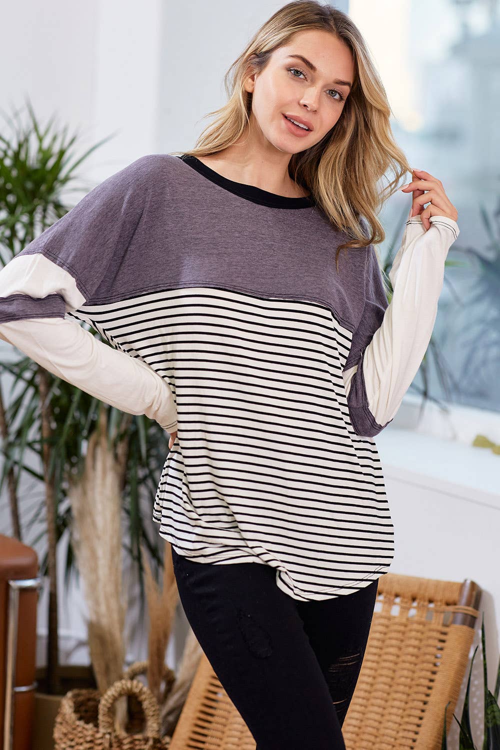 lovely melody - Wholesale Knit Top - Women's - LMT2596-Erika Colorblock Knit Top6