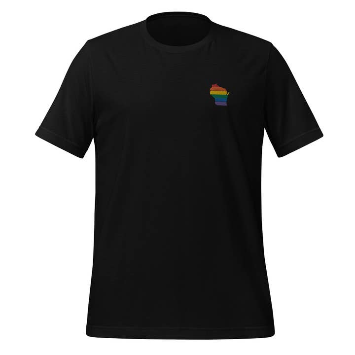 Gay Pride Apparel - Wholesale T-Shirt - Unisex - Wisconsin Rainbow Embroidered Unisex T-Shirt