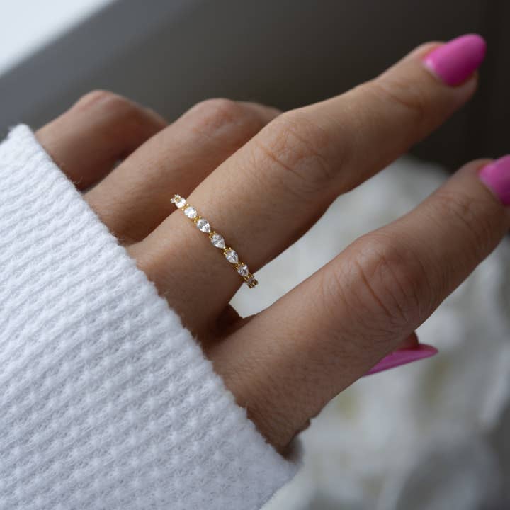 Sami Jewels – wholesale Ring med flera stenar – Pear Stone Stacking Band1