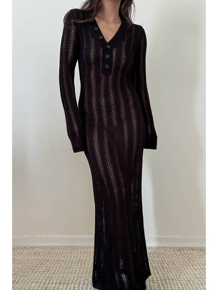 Knit V Neck Long Sleeves Dress for wholesale by Et Clet