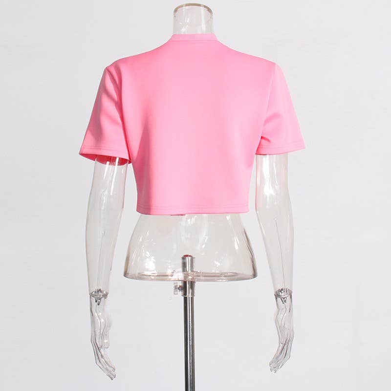Productseeker - Wholesale Blouse - Women's - TP005 New Diamond Sequined Bow Cropped Top T-shirt24