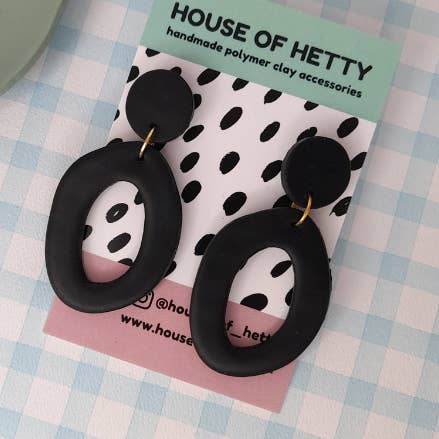 Polymer clay organic oval dangle earrings for wholesale by House of Hetty
