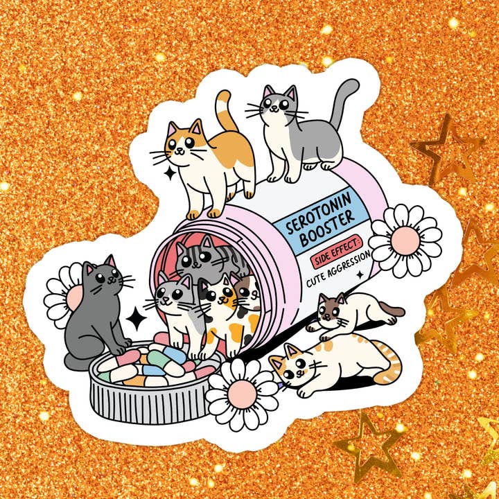 Cat Mental Health Waterproof Vinyl Sticker for wholesale by Stickers+ X Ashley Bexar