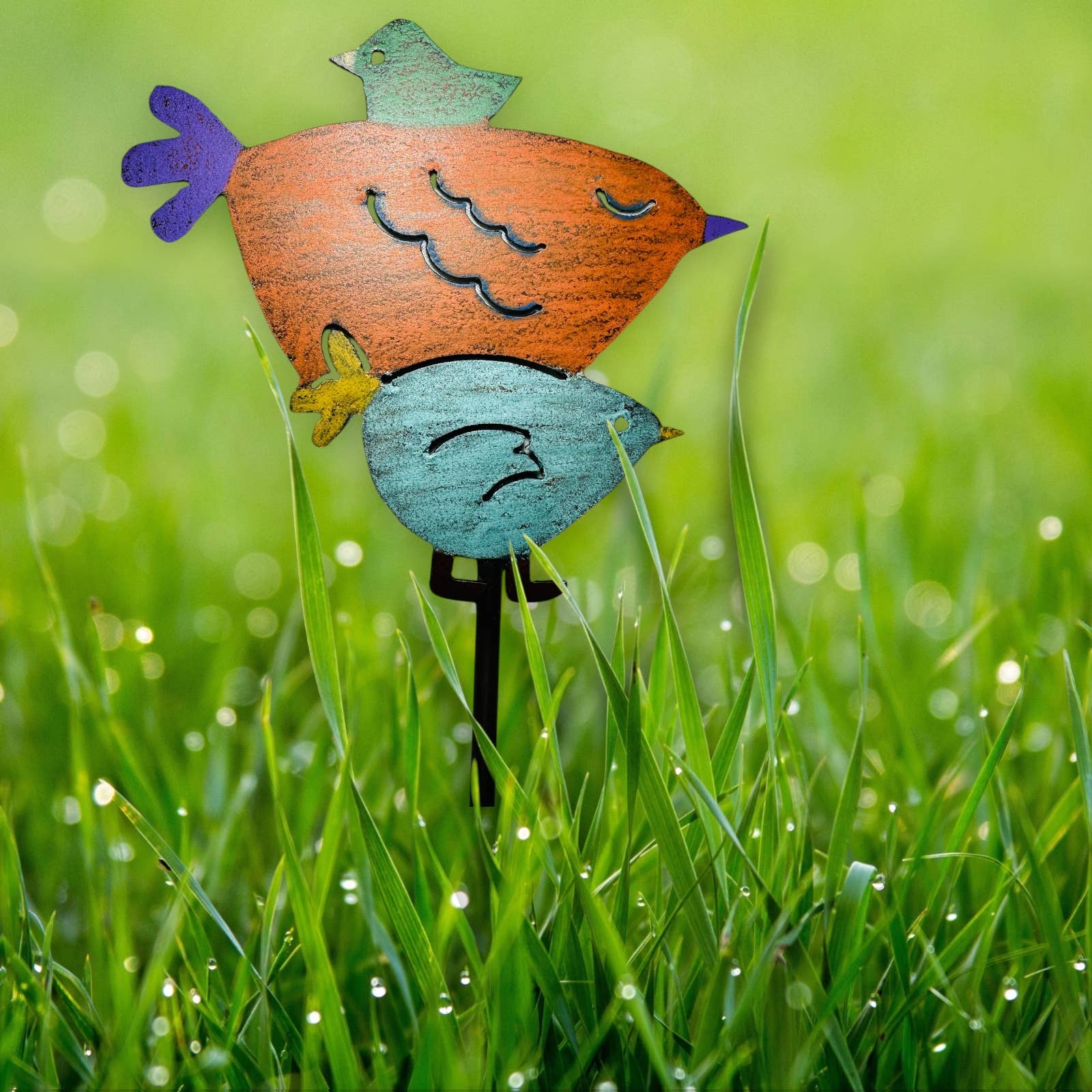 Whimsies – Großhandel Pfosten/Pfähle – Vogel-Gartenstab mit drei verspielten Vögeln – handgefertigter Pflanzstab für Garten und Hauspflanzen3