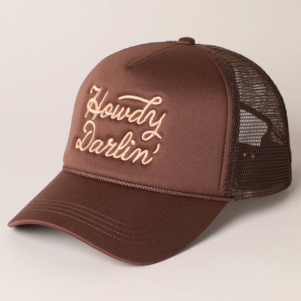 Fashion City - Wholesale Trucker Hat - Women's - Howdy Darlin' Embroidered Mesh Back Trucker Cap34