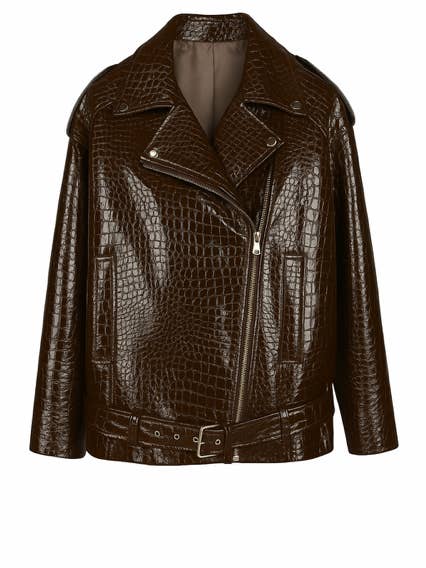 BIKER OVER SIZE COURO VERDADEIRO ESTAMPA CROCODILO por atacado de Corium V
