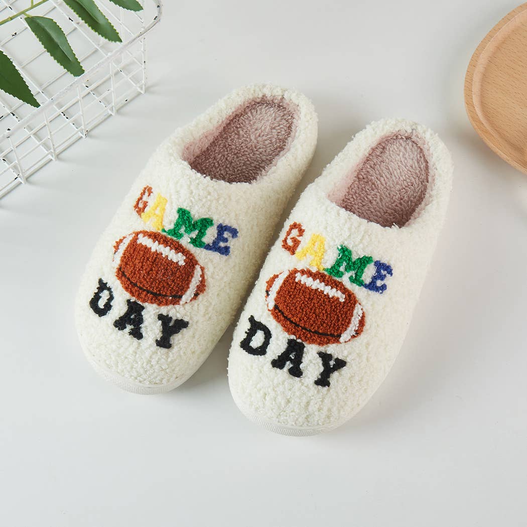 Wholesale GAME DAY w Football Soft Home Slippers for your store Faire