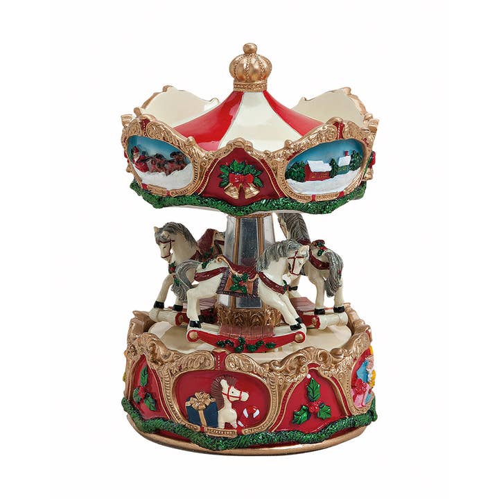 Wurm - Wholesale Christmas Decoration - Music box carousel, made of poly (W/H/D) 11x17x11 cm0