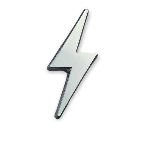 Born Rad Shop - Wholesale Lapel Pin/Button - Lightning Bolt Pin Chrome Silver Zap Weather