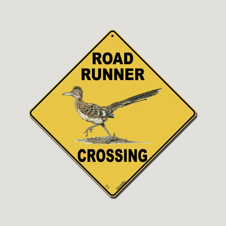 Road Runner Crossing 12" x 12" aluminiumskilt for engroshandel hos Atlas Screen Printing