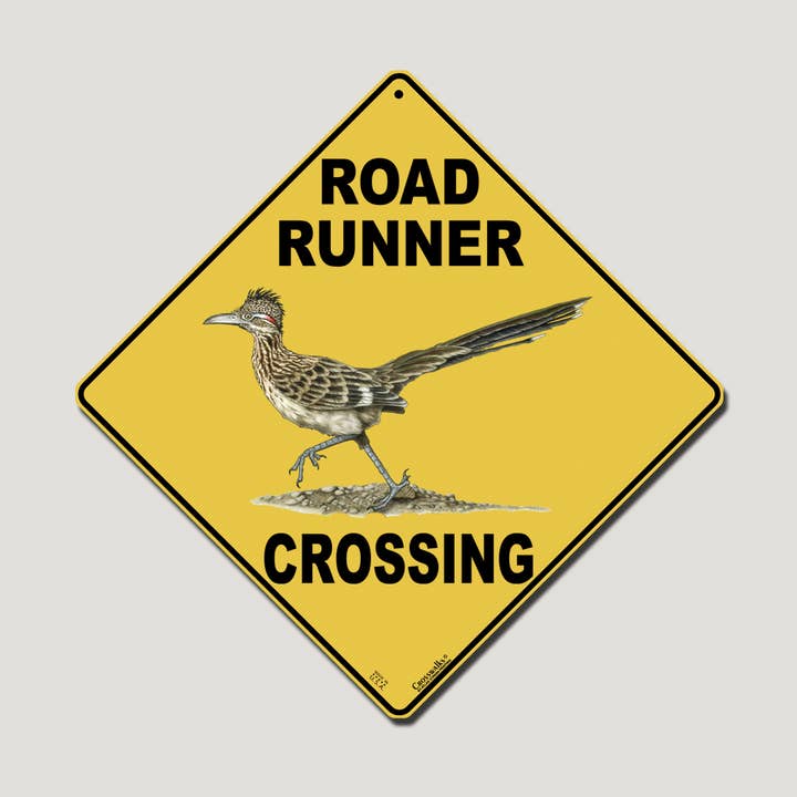 Panneau en aluminium Road Runner Crossing de 12 po x 12 po pour la vente par Atlas Screen Printing