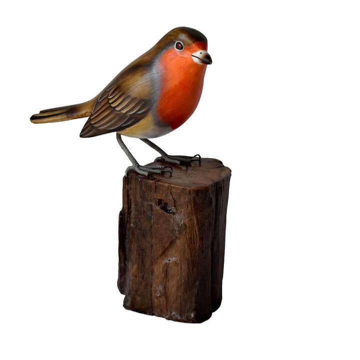 Robin on tree trunk for wholesale by Shared Earth