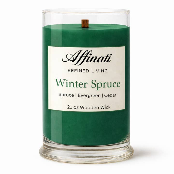 Winter Spruce Wooden Wick Candle – Luxury 21 oz Soy Blend | Affinati for wholesale by Affinati