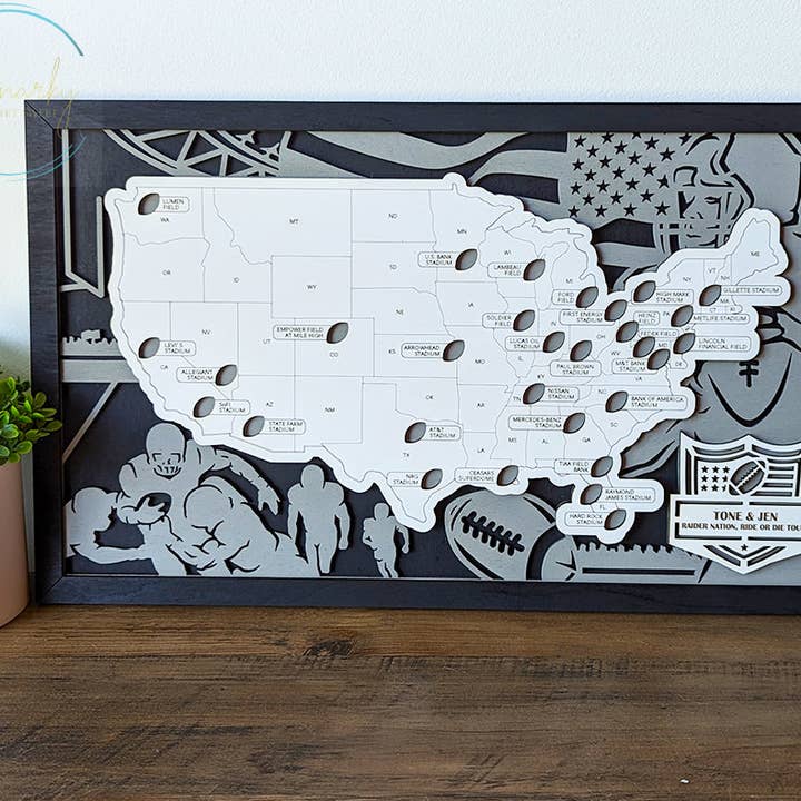 Football Stadium Travel Tracker for wholesale by Roots & Routes Co