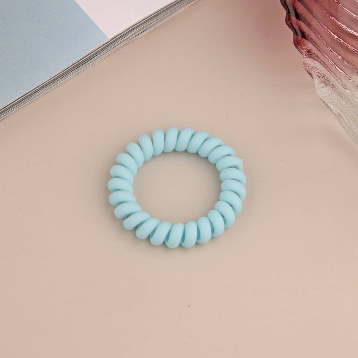NINEXIS - Wholesale Hair Tie - CWAHA1379_SIMPLE FROSTED PHONE CORD HAIR TIE6