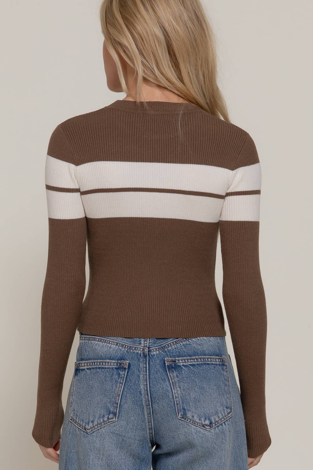 Active Basic | Active USA – wholesale Knitted jumper – Women′s – Long Sleeve Mock Neck Stripe Rib Sweater 13