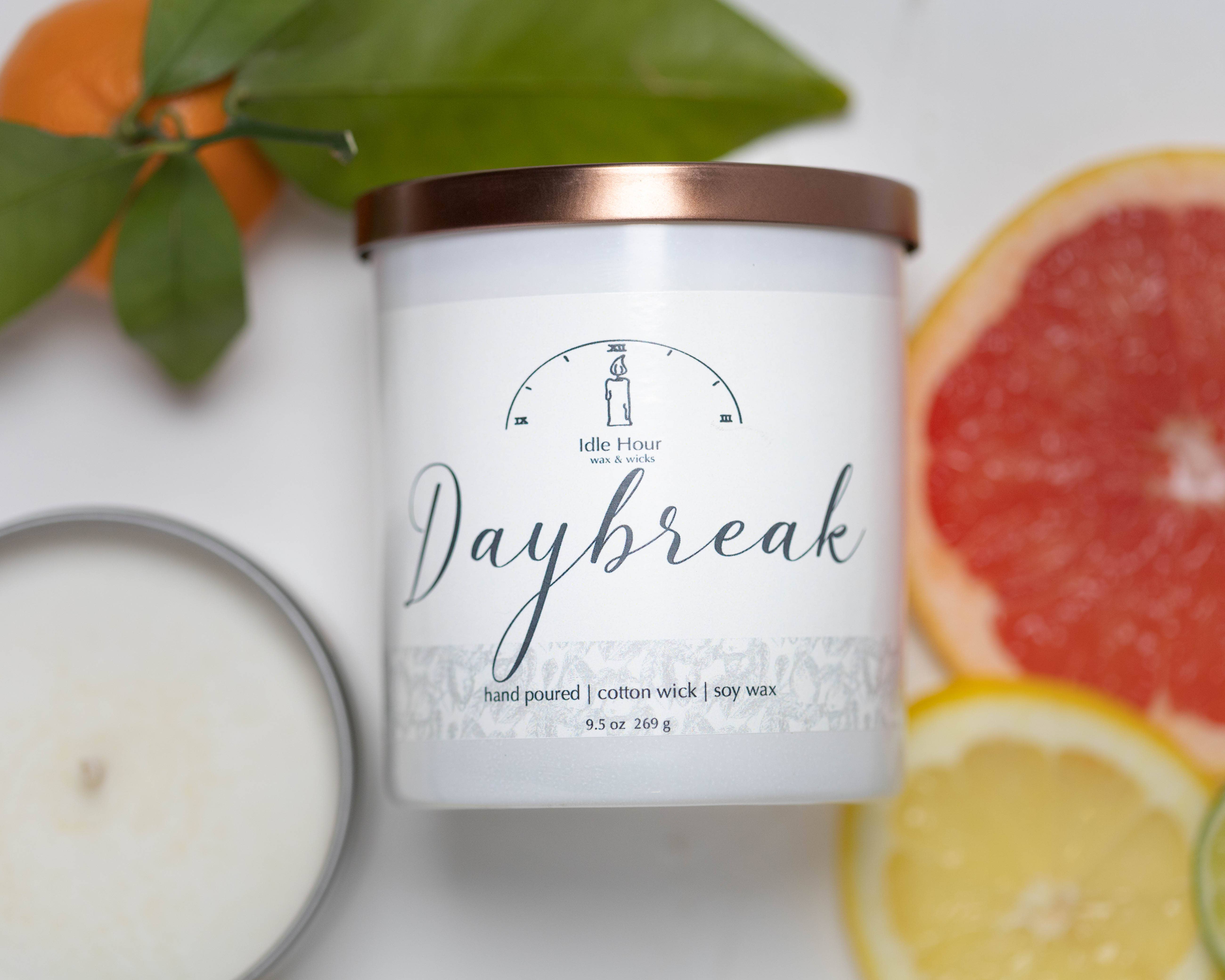 Idle Hour Wax & Wicks - Wholesale Jar/Filled Candle - Daybreak, 9.5 oz jar Soy Wax Candle1