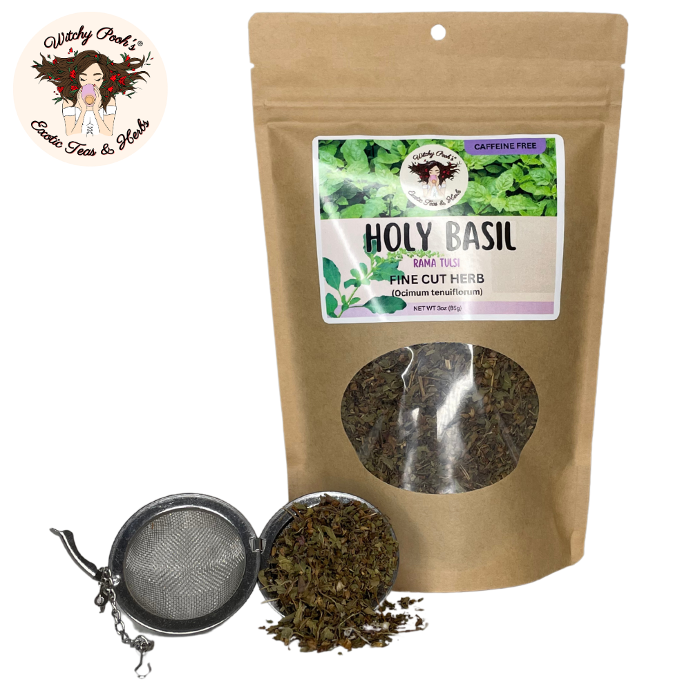 Witchy Pooh's Exotic Teas & Herbs - Venta al por mayor Tés a granel - Té de Albahaca Sagrada de Witchy Pooh - Rama Tulsi, Hoja Suelta10